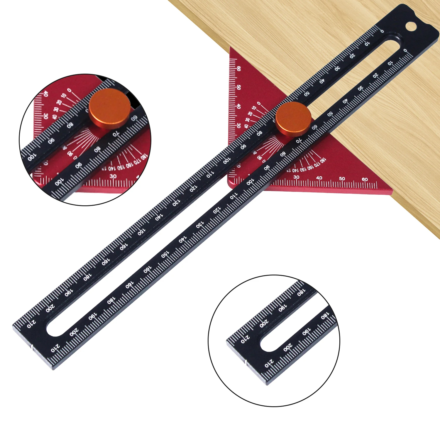 AluminumTSquareRuler180DegreeRotatingMarkingGaugePrecisionWoodworkingMeasuringToolwithEasyReadLayout-2013981-3