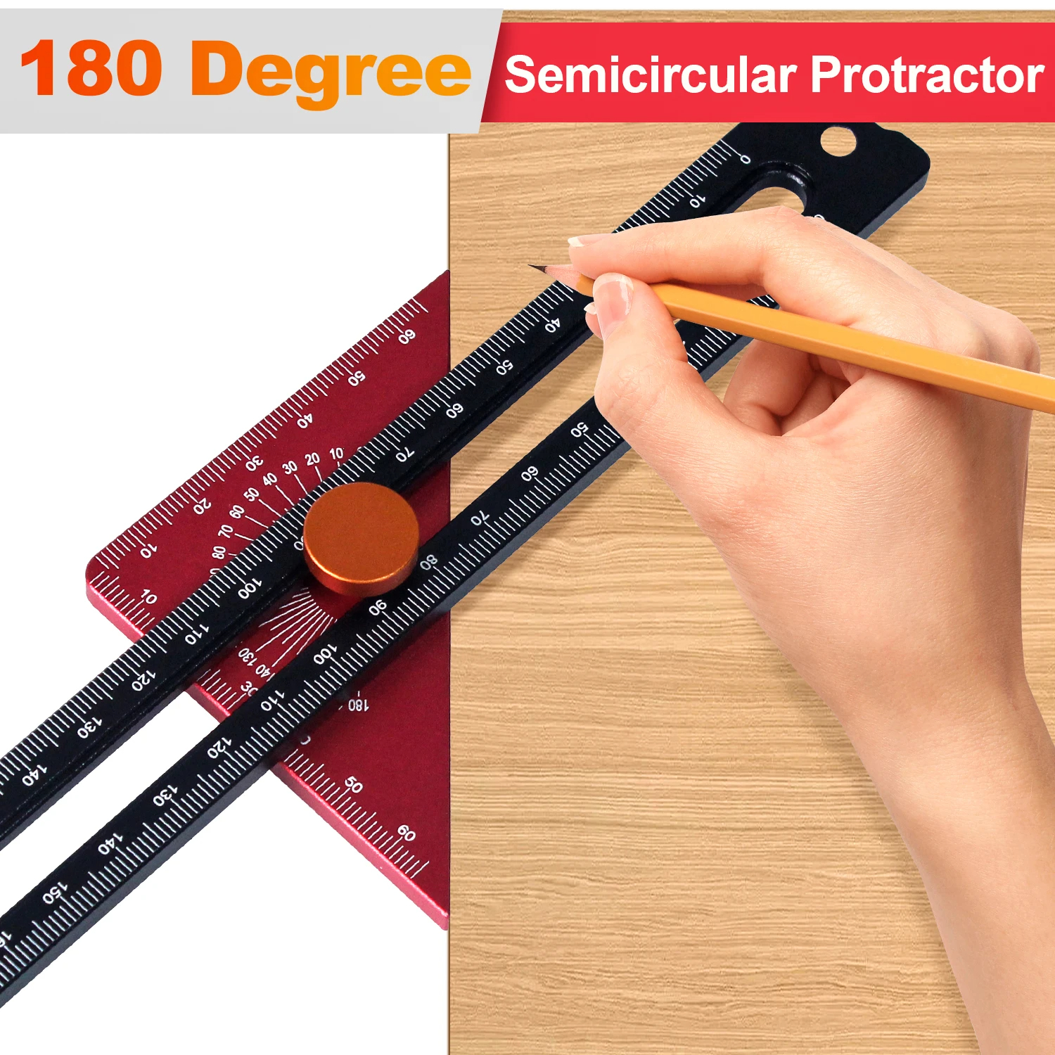 AluminumTSquareRuler180DegreeRotatingMarkingGaugePrecisionWoodworkingMeasuringToolwithEasyReadLayout-2013981-5