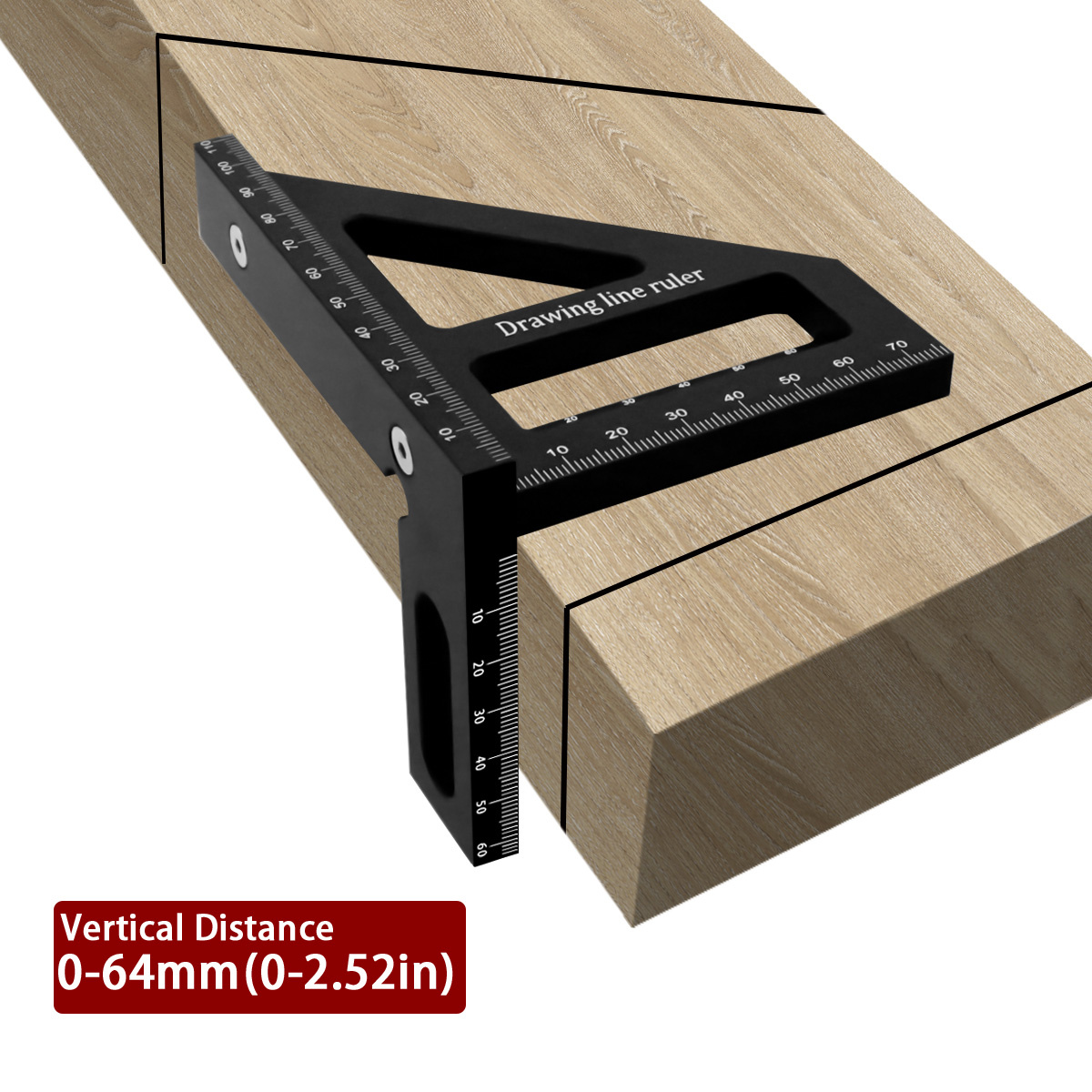 CarpenterSquareAluminumMiterTriangleHoleRulerWoodworkingSquareProtractor3DMultiAngle4590DegreeLayout-1993061-4