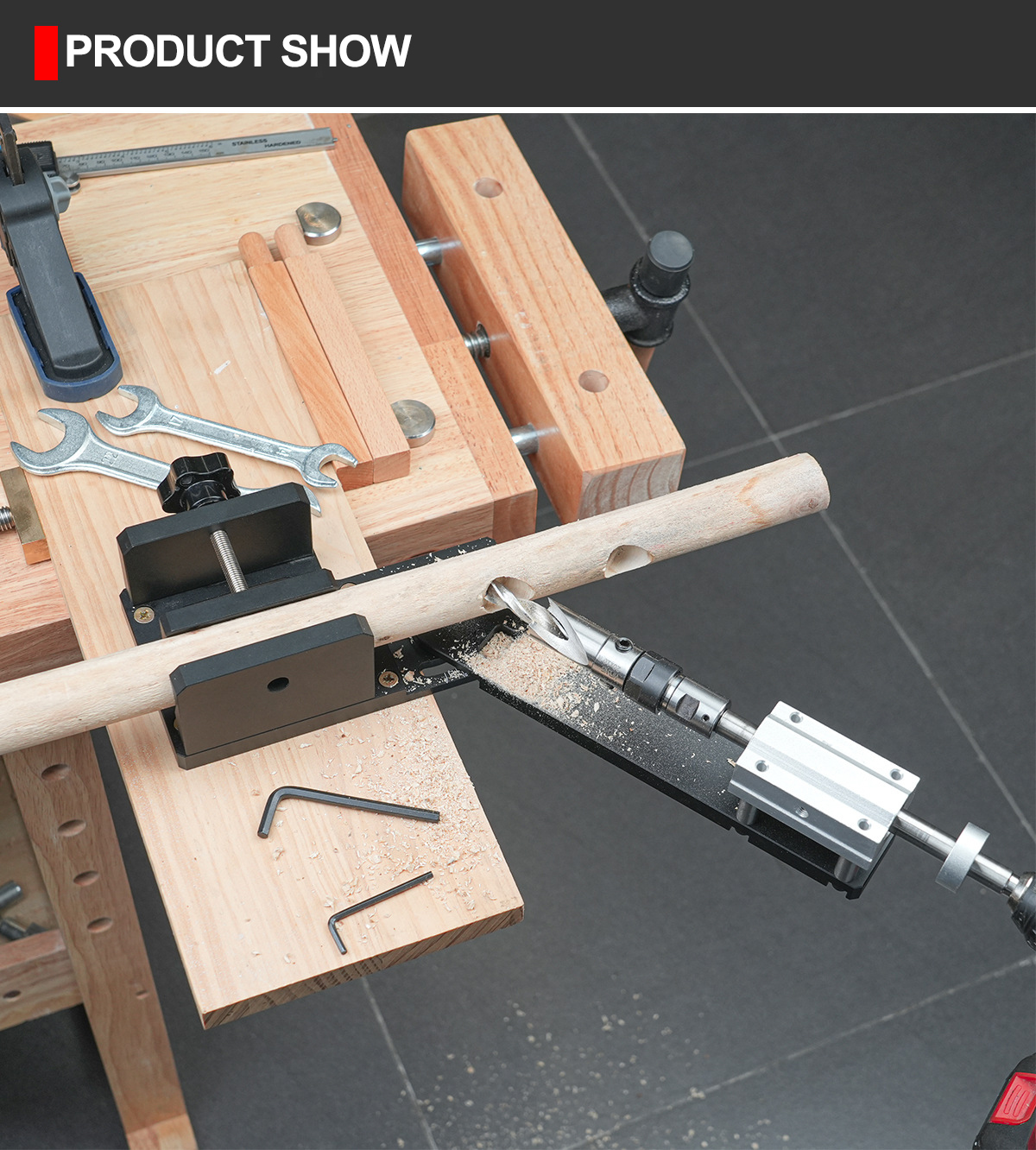 CircleRodAngleHolePunchwithAdjustable30-70mmClampand0-60DegreePunchAngleLightweightHighPrecisionEdur-2010240-15