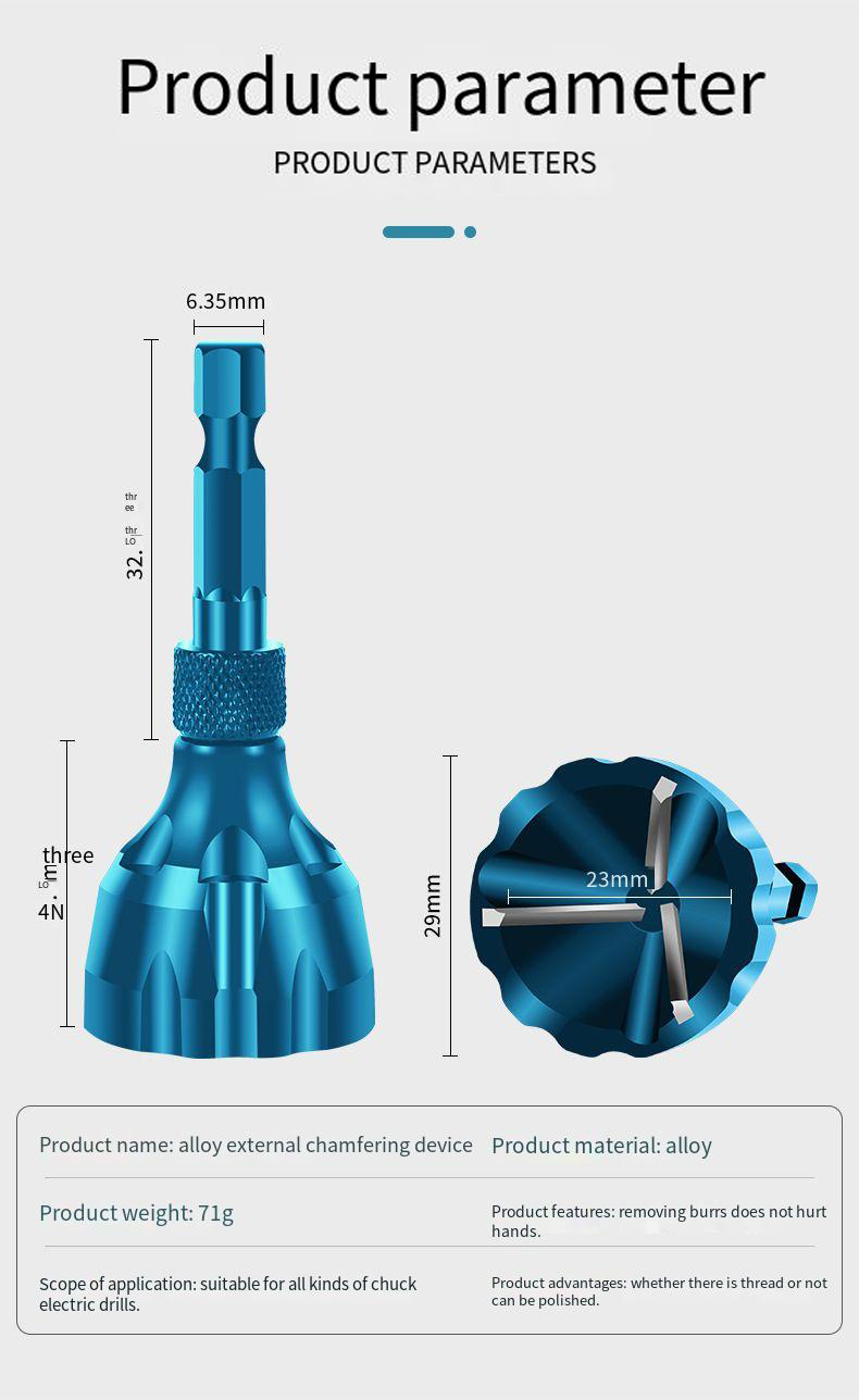 DeburringExternalChamferToolMetalEdgeBurrRemovalToolHexShankTripleFluteDeburringDrillForRepairBoltTh-1999569-9