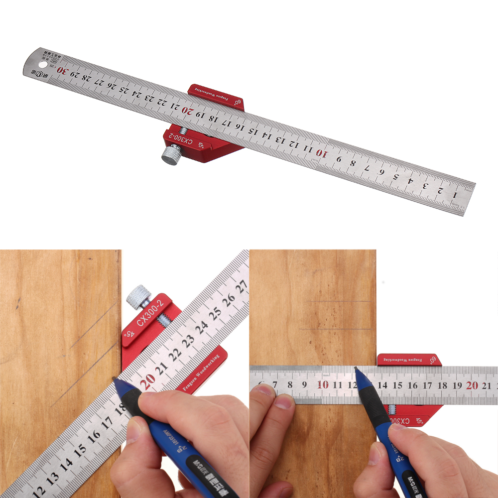 DrillproCX300-2Adjustable4590DegreeMetricandInchLineScribeRulerPositioningMeasuringRuler300mmMarking-1595696-1