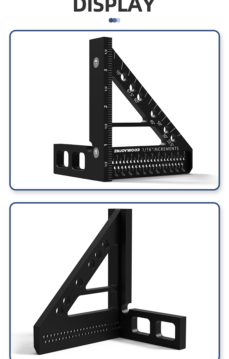 ENJOYWOOD3DMulti-AngleMeasuringRulerSquareProtractorHolePositioningInchMMImperialMetricDurableAlumin-2007185-9