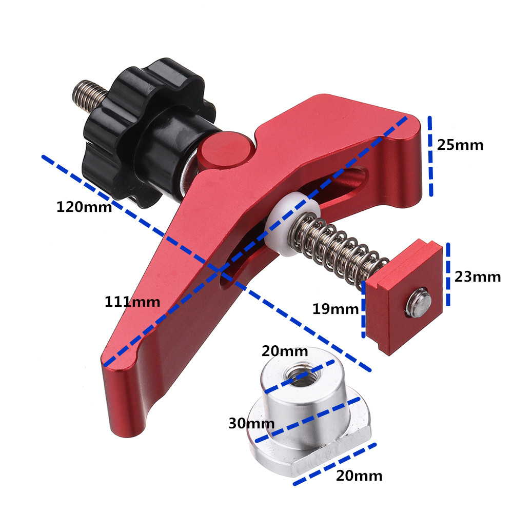 HONGDUI2PcsRedQuickActingHoldDownClampAluminumAlloyT-SlotT-TrackClampSetWoodworkingToolforWoodworkin-1776199-2