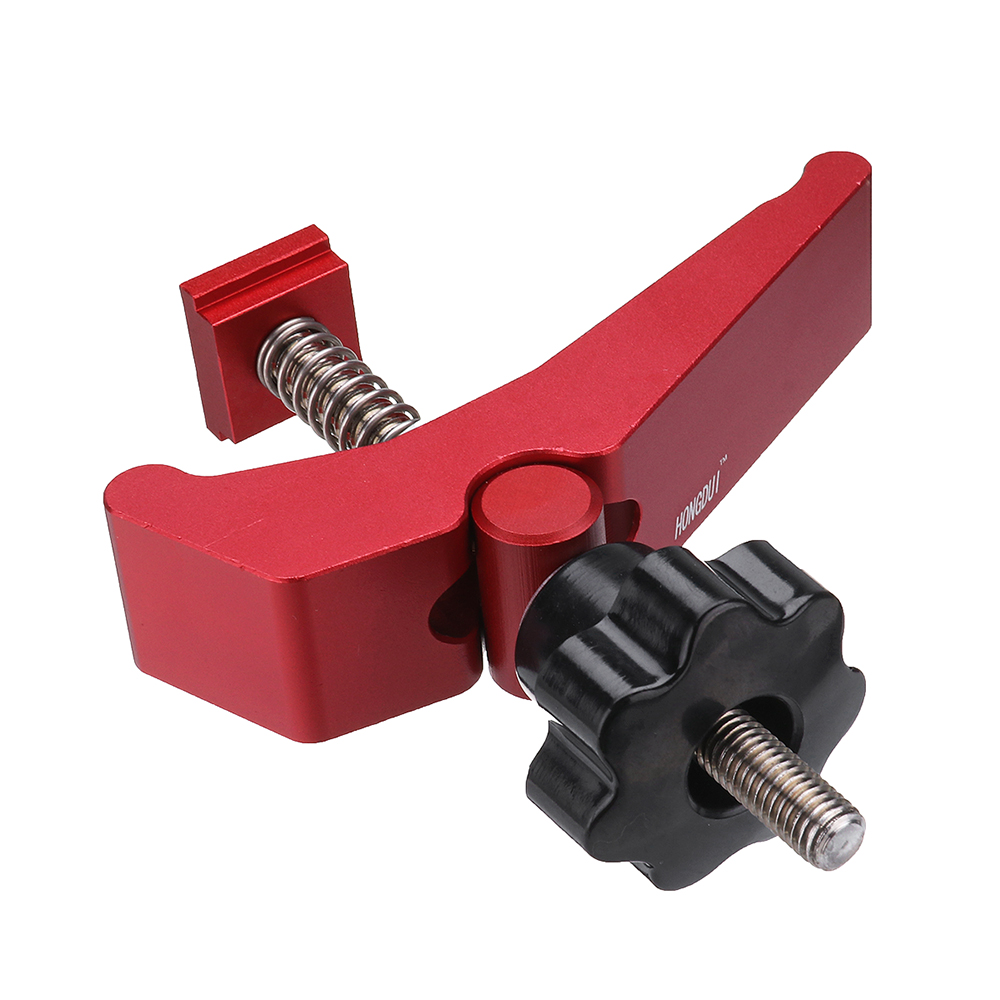 HONGDUI2PcsRedQuickActingHoldDownClampAluminumAlloyT-SlotT-TrackClampSetWoodworkingToolforWoodworkin-1776199-6