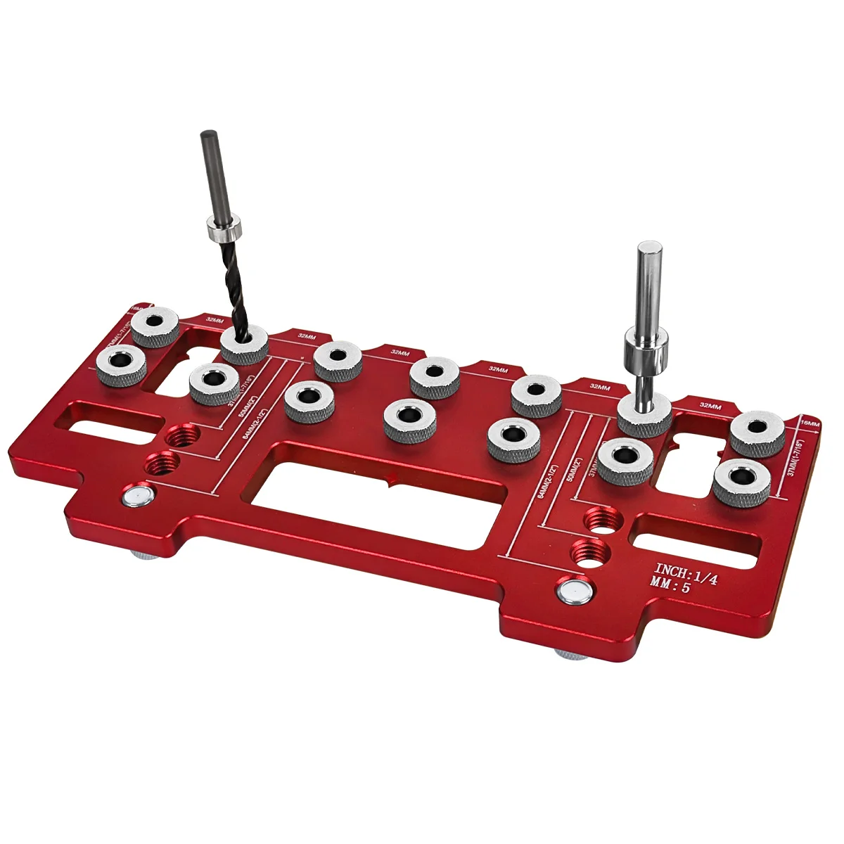 JIGHOLE5mm14InchAluminumAlloyCabinetHardwareJigPocketHoleJigDrillGuideShelfPinPunchLocatorforStraigh-2009190-6