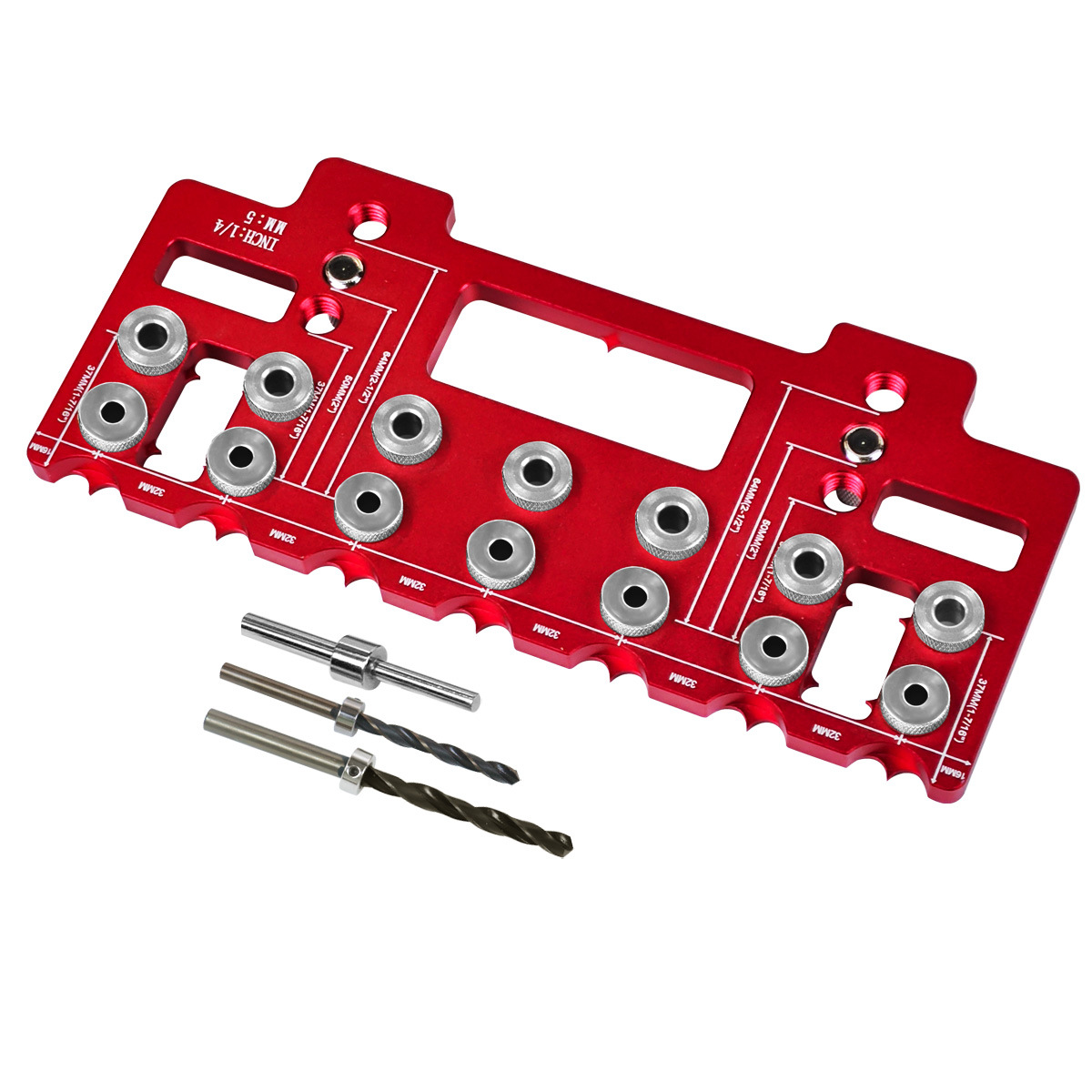 JIGHOLE5mm14InchAluminumAlloyCabinetHardwareJigPocketHoleJigDrillGuideShelfPinPunchLocatorforStraigh-2009190-7