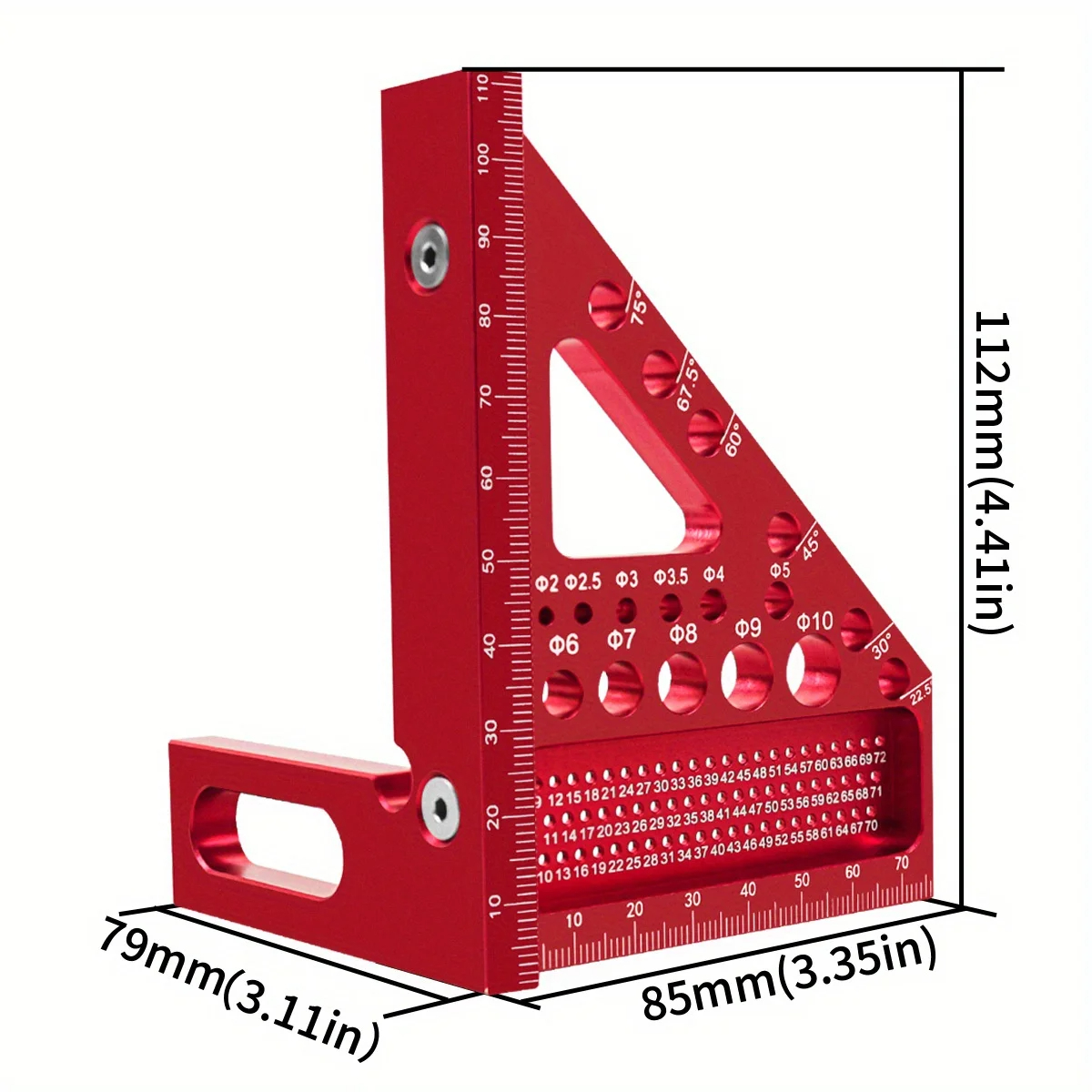 JIGHOLE5thGeneration3DMulti-angleMeasuringRulerSquareRuler225-90DegreeProtractorAluminumAlloyScriber-2014707-5