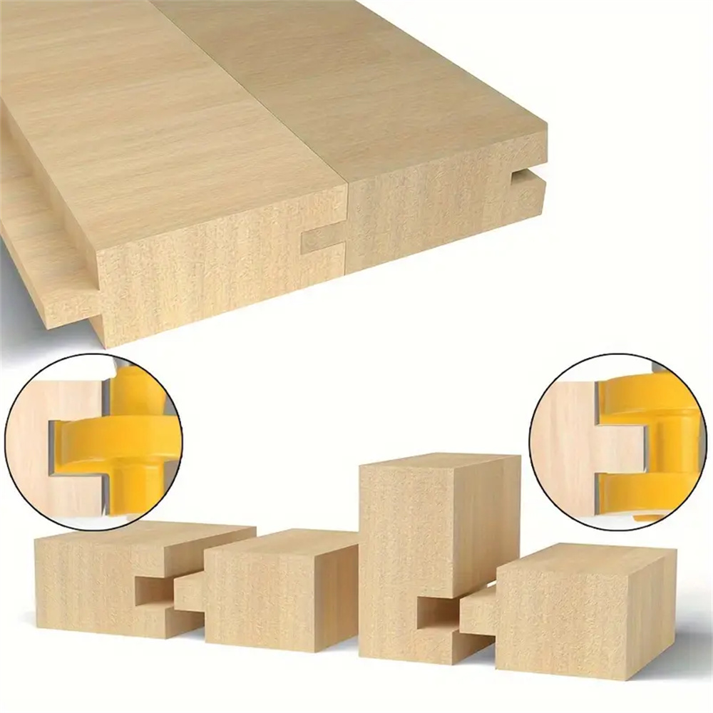LAVIE2PCS12InchShankTongueandGrooveJointSetCarbideTippedRouterBitsforBoardTabletopsPanelsJoineryMaki-2009326-4