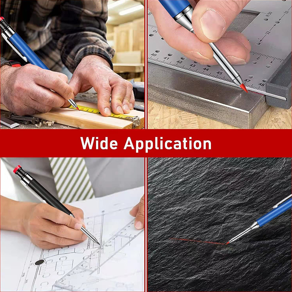 MetalSolidCarpenterPencilSetForDeepHoleMarkerWithRefillLeadsMarkingToolWoodworkingDeepHoleMechanical-1990344-4