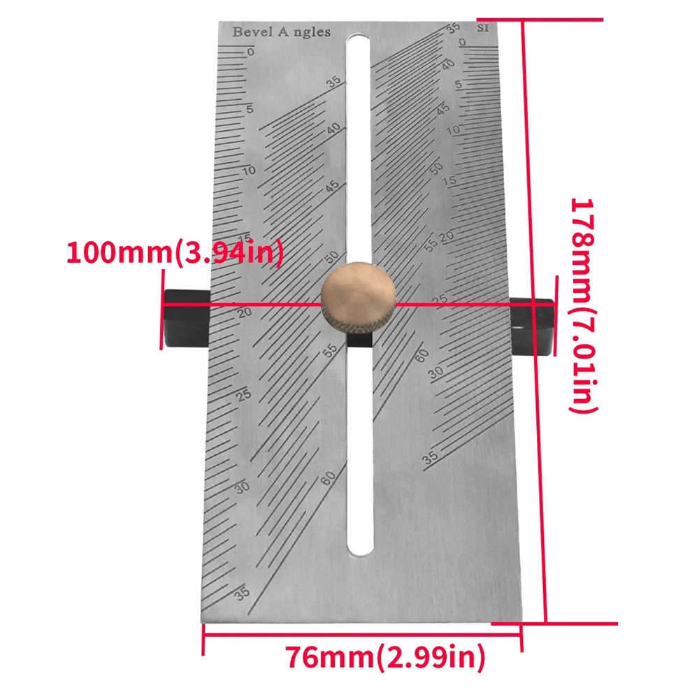 Multi-funcSquareRulerWoodworkingScribeT-typeRulerStainlessSteelDovetailMarkingGaugeCarpentryMeasurin-2003137-2