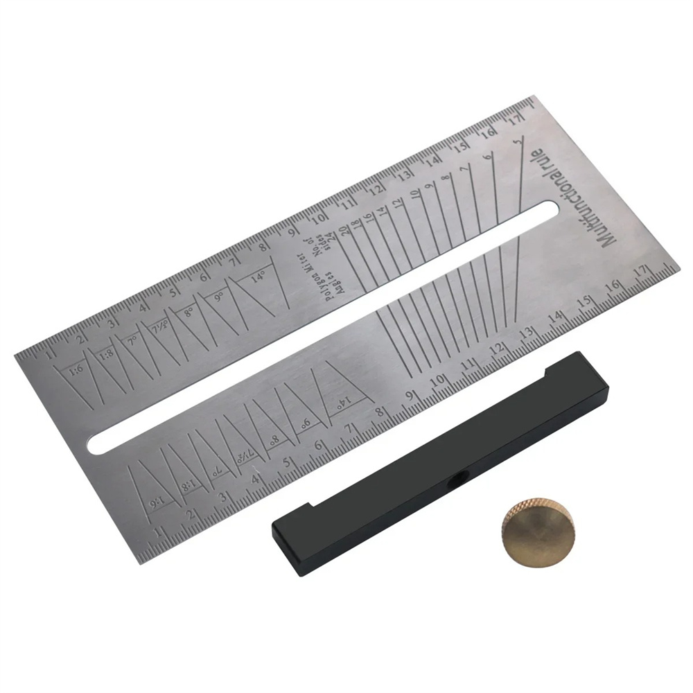 Multi-funcSquareRulerWoodworkingScribeT-typeRulerStainlessSteelDovetailMarkingGaugeCarpentryMeasurin-2003137-5