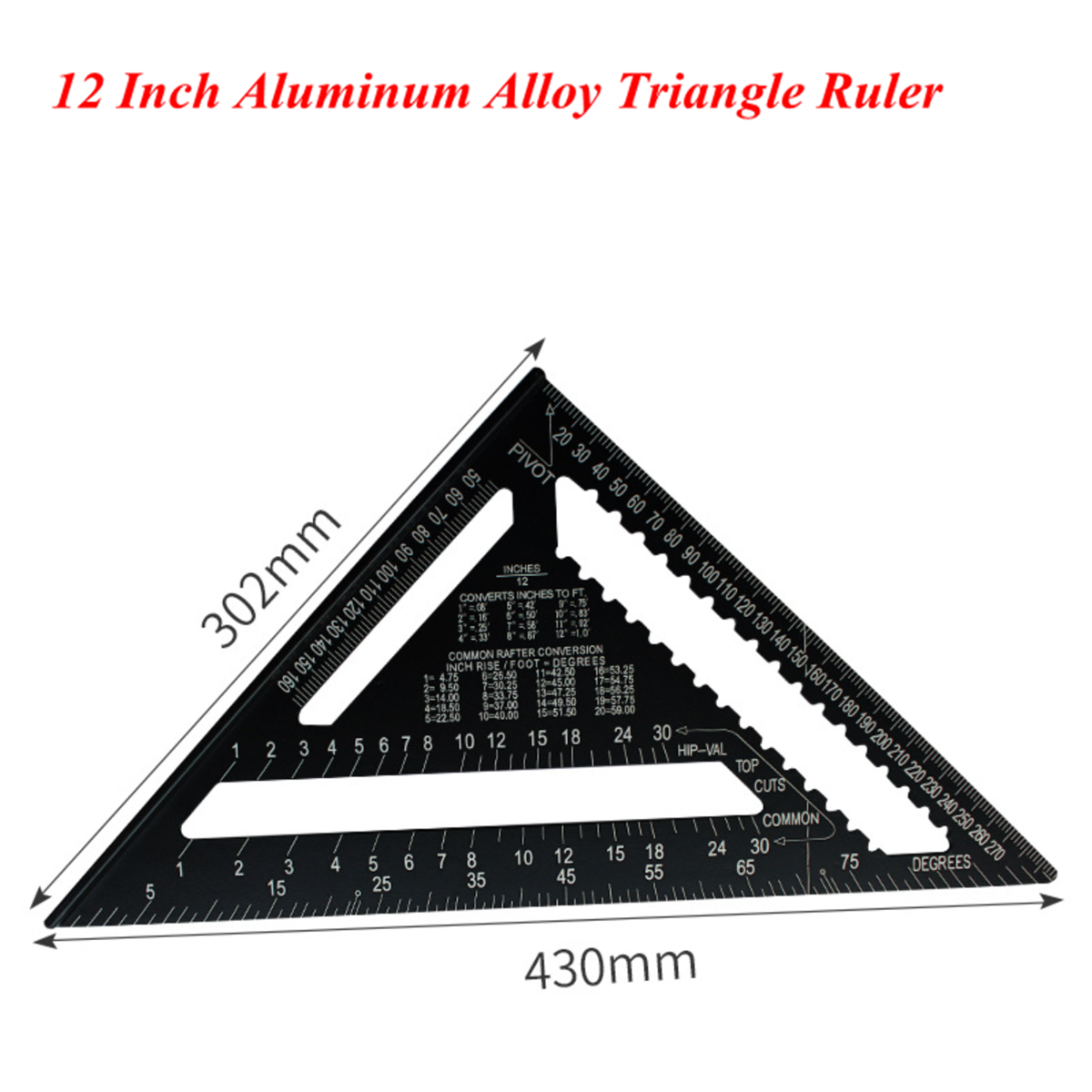 TriangleAngleRuler712inchMetricAluminumAlloyAngleProtractorTriangularMeasuringRulerWoodworkSpeedSqua-1977016-7