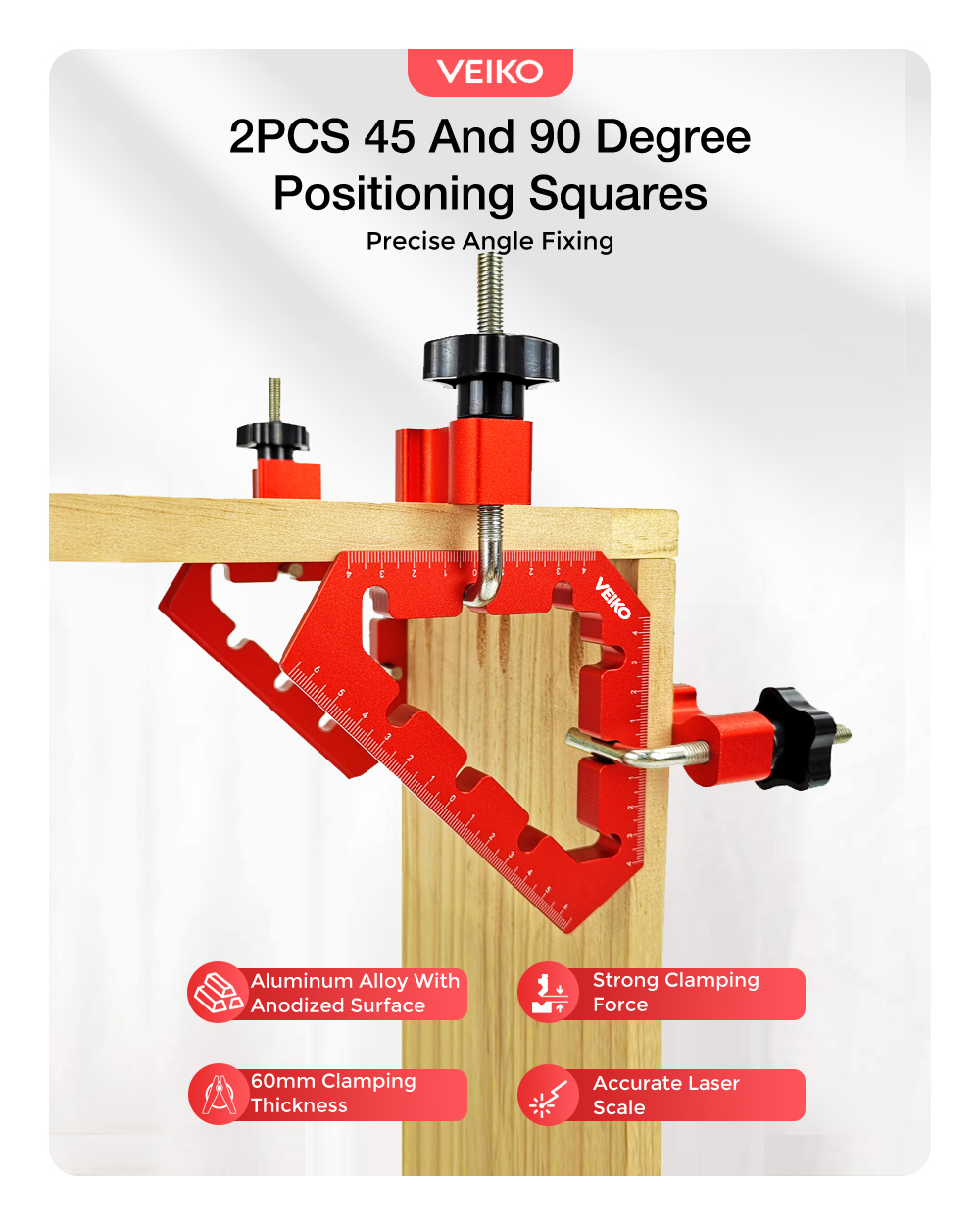 VEIKOWoodworking45and90DegreeRightAngleClampsAluminumAlloyPositioningClampingSquareCornerClampAuxili-1879416-1