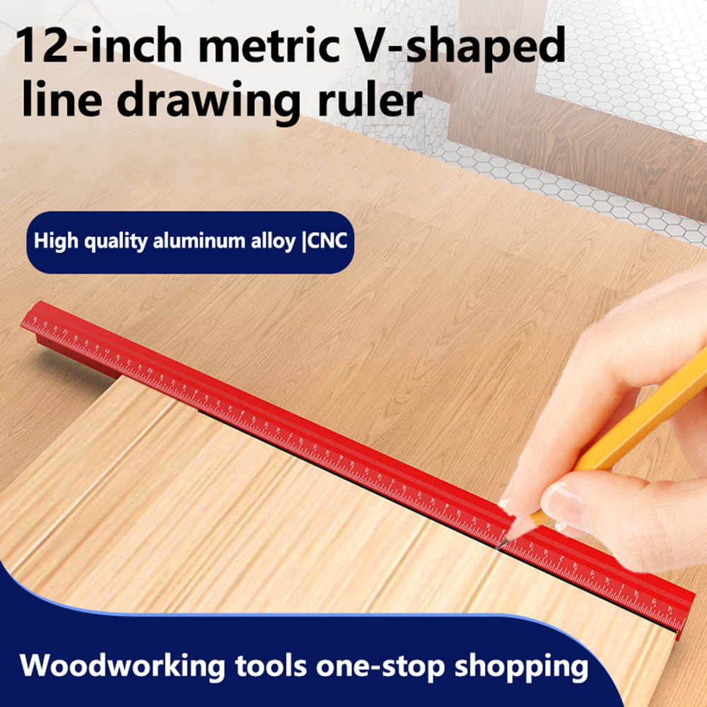 VShapeMarkingRulerDouble-SidedAluminumAlloyCNCPrecisionMeasurementToolIdealforSquareandRightAngleChe-2002317-1