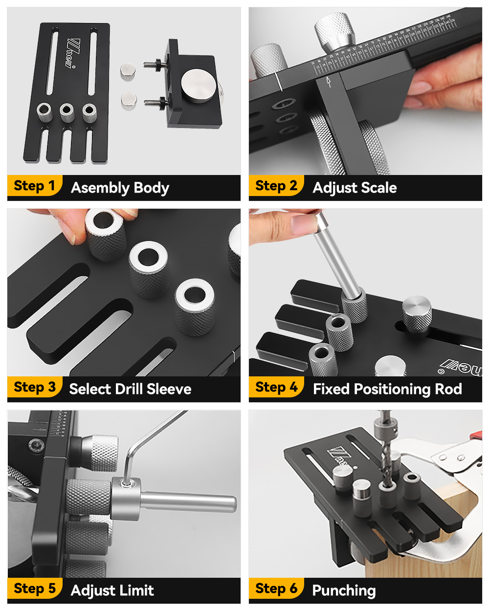 WnewDowelingJigKitsAluminumAlloyHoleDrillGuidePunchLocatorDowelCabinetHardwareJigforDIYWoodworkingPr-2000870-4