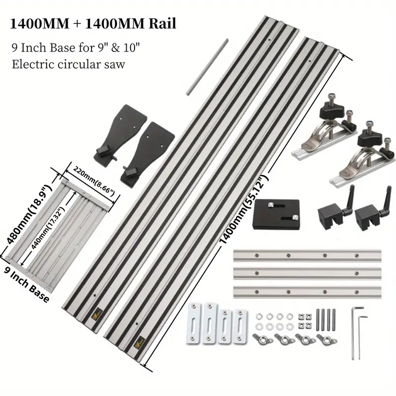 WnewTrackSawQuickcutGuideRailwith90Degreeand45DegreeCuttingAngle14mand28mLongRailUniversalfor65-10In-2013705-2