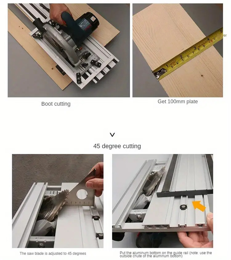 WnewTrackSawQuickcutGuideRailwith90Degreeand45DegreeCuttingAngle14mand28mLongRailUniversalfor65-10In-2013705-19