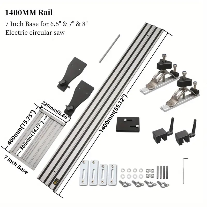 WnewTrackSawQuickcutGuideRailwith90Degreeand45DegreeCuttingAngle14mand28mLongRailUniversalfor65-10In-2013705-3