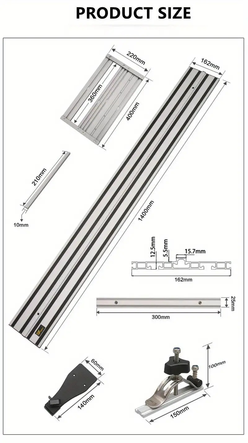 WnewTrackSawQuickcutGuideRailwith90Degreeand45DegreeCuttingAngle14mand28mLongRailUniversalfor65-10In-2013705-6