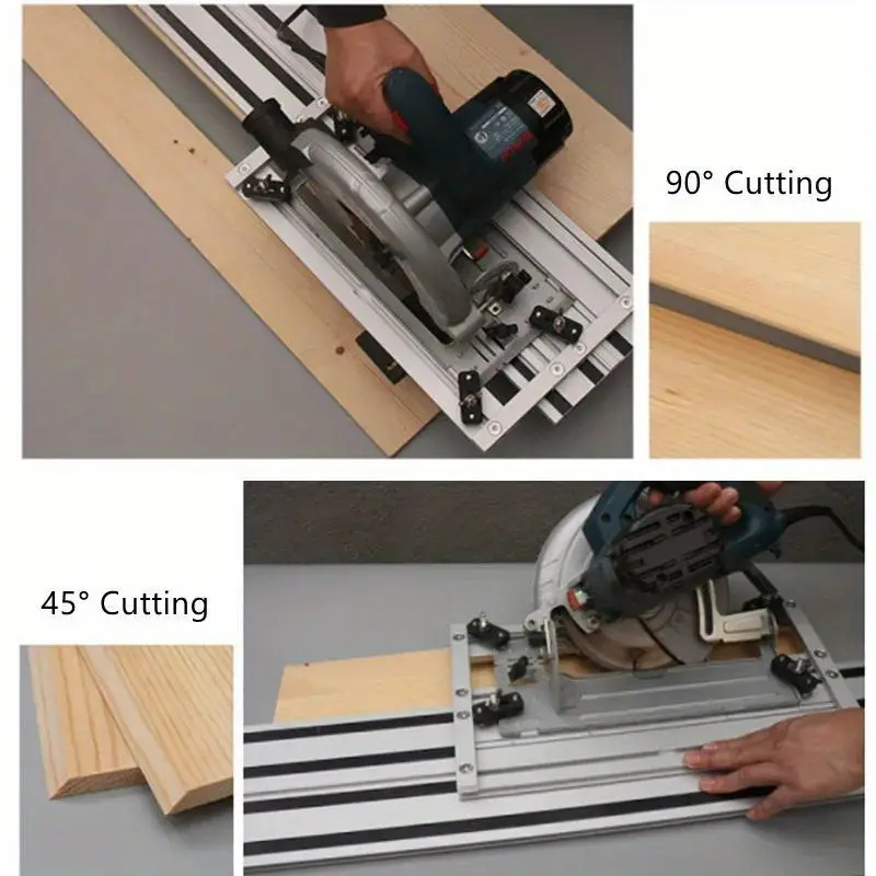 WnewTrackSawQuickcutGuideRailwith90Degreeand45DegreeCuttingAngle14mand28mLongRailUniversalfor65-10In-2013705-9