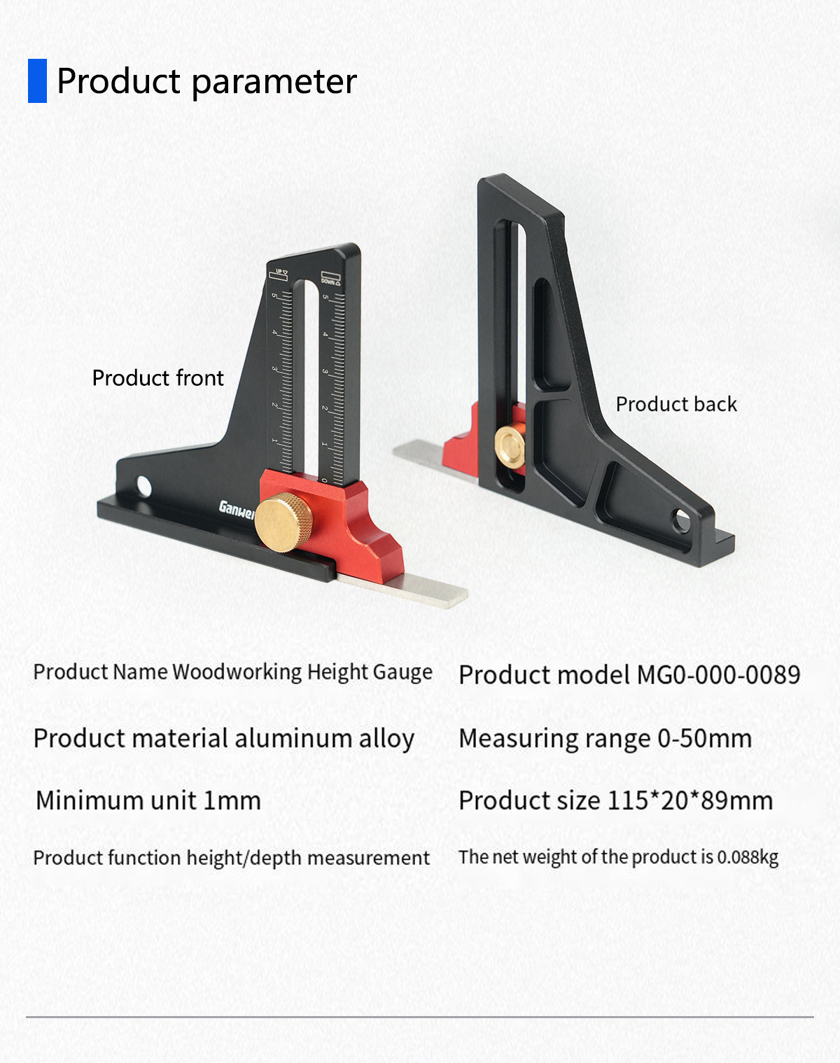 WoodworkingHeightGaugeDepthMeasurementToolAluminumAlloyForMillingCutterTrimmingMachineSawBladeMarkin-1999882-7