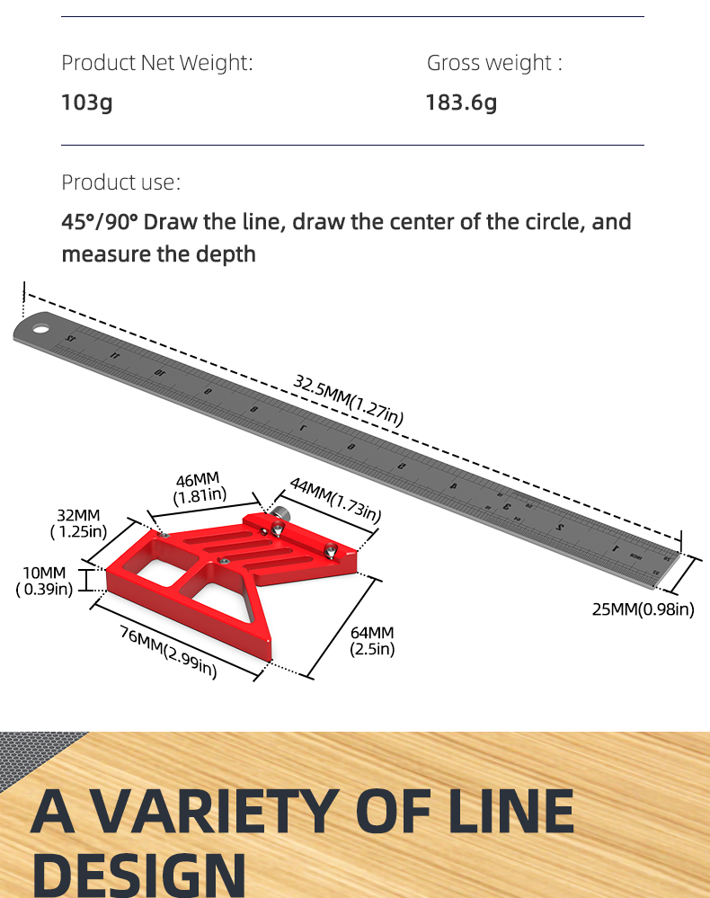 WoodworkingScribeCenterFinderLineDrawingRuler4590DegreeAngleScribingMarkingGaugeCarpentryMultifuncti-2010185-4
