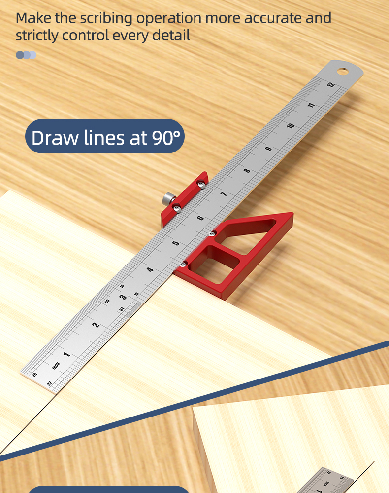 WoodworkingScribeCenterFinderLineDrawingRuler4590DegreeAngleScribingMarkingGaugeCarpentryMultifuncti-2010185-5