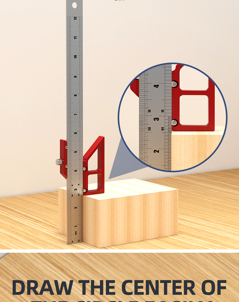 WoodworkingScribeCenterFinderLineDrawingRuler4590DegreeAngleScribingMarkingGaugeCarpentryMultifuncti-2010185-7