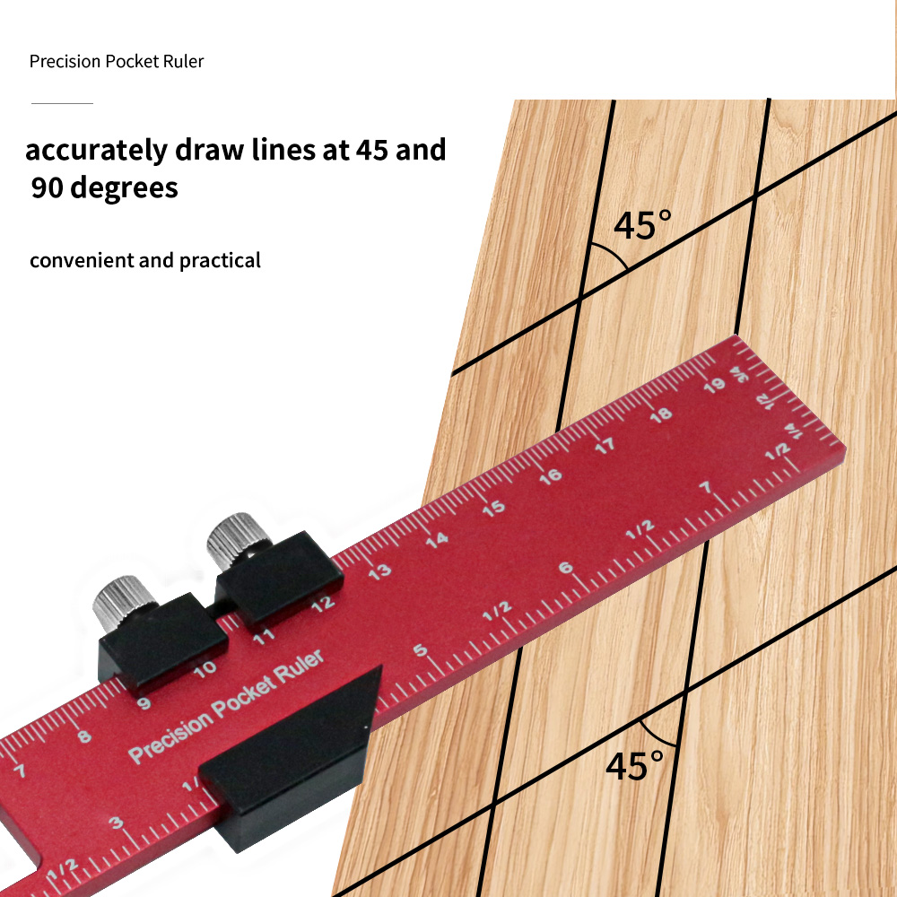 WoodworkingToolsRulerPocketRulerLayoutToolAluminumPrecisionRulerwithT-TrackSlideStopsInchandMetricSc-1987370-4