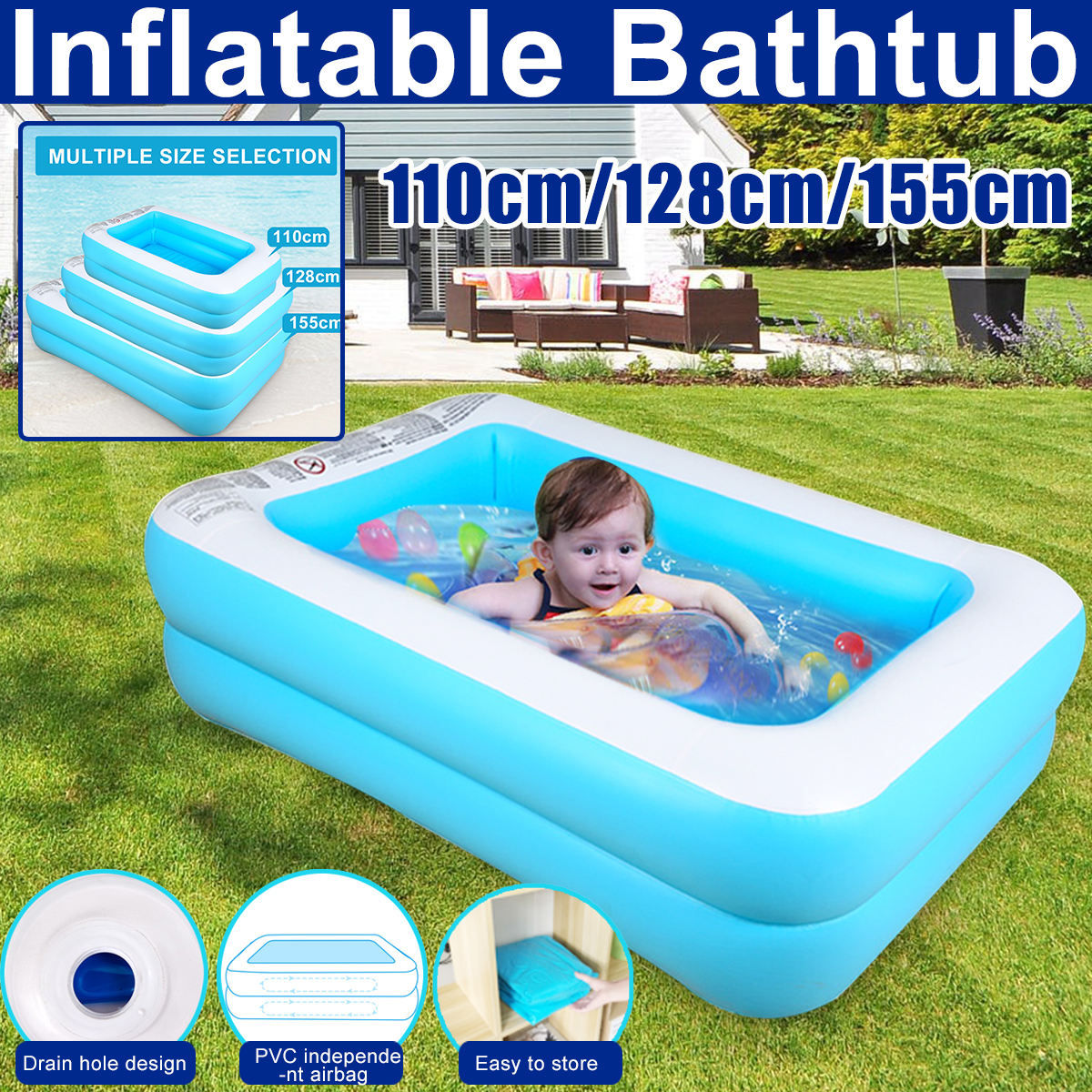 110128155cmInflatableSwimmingPoolCampingGardenFamilyKidsPaddlingPool-1697194-1