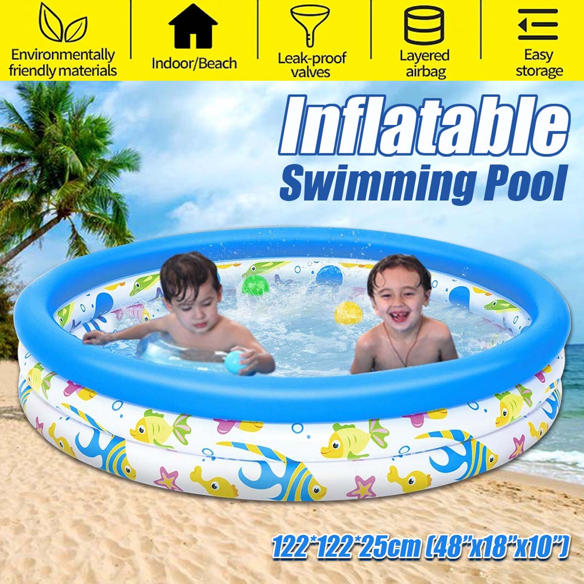 122x25cmChildrenSummerOutdoorBathingTubBabyToddlerPaddlingInflatableRoundSwimmingPoolKids-1706583-1