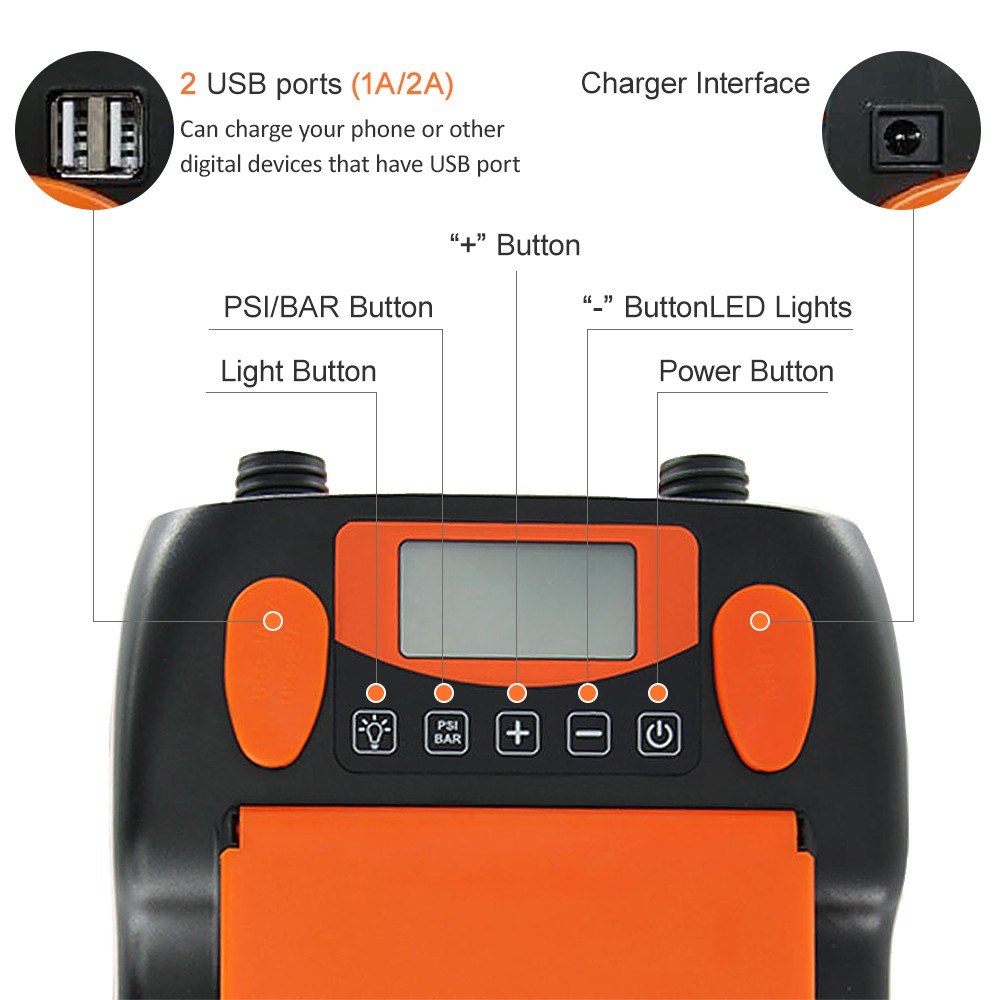 16PSIIntelligentDoubleStageAirPumpwith6PCSNozzlesLCDDisplay6000mAhElectricPumpSupportInflationandDef-2012869-9