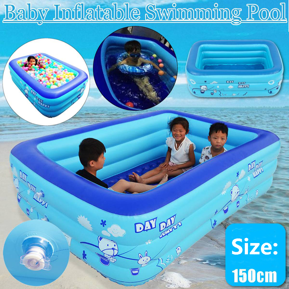 180cmThickenInflatableSwimmingPoolRectangleBabyChildrenSquareBathingTub3LayerPoolSummerWaterFunPlayT-1484666-1