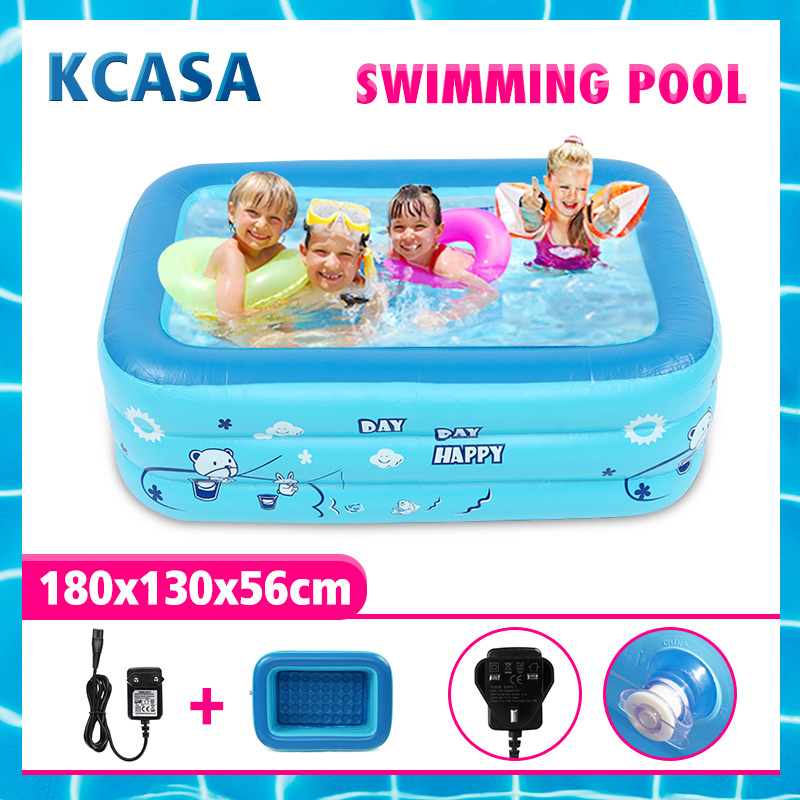 180cmThickenInflatableSwimmingPoolRectangleBabyChildrenSquareBathingTub3LayerPoolSummerWaterFunPlayT-1484666-2