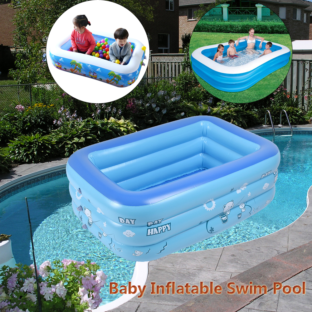 180cmThickenInflatableSwimmingPoolRectangleBabyChildrenSquareBathingTub3LayerPoolSummerWaterFunPlayT-1484666-13