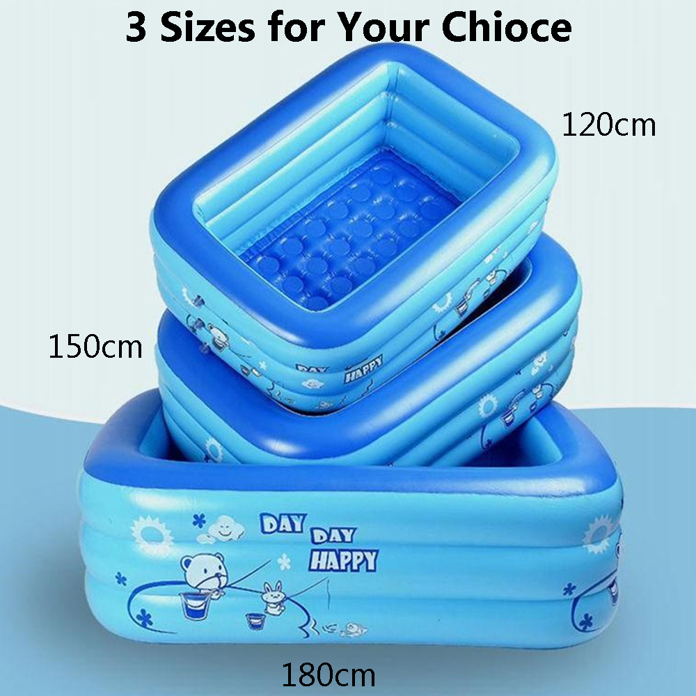 180cmThickenInflatableSwimmingPoolRectangleBabyChildrenSquareBathingTub3LayerPoolSummerWaterFunPlayT-1484666-7