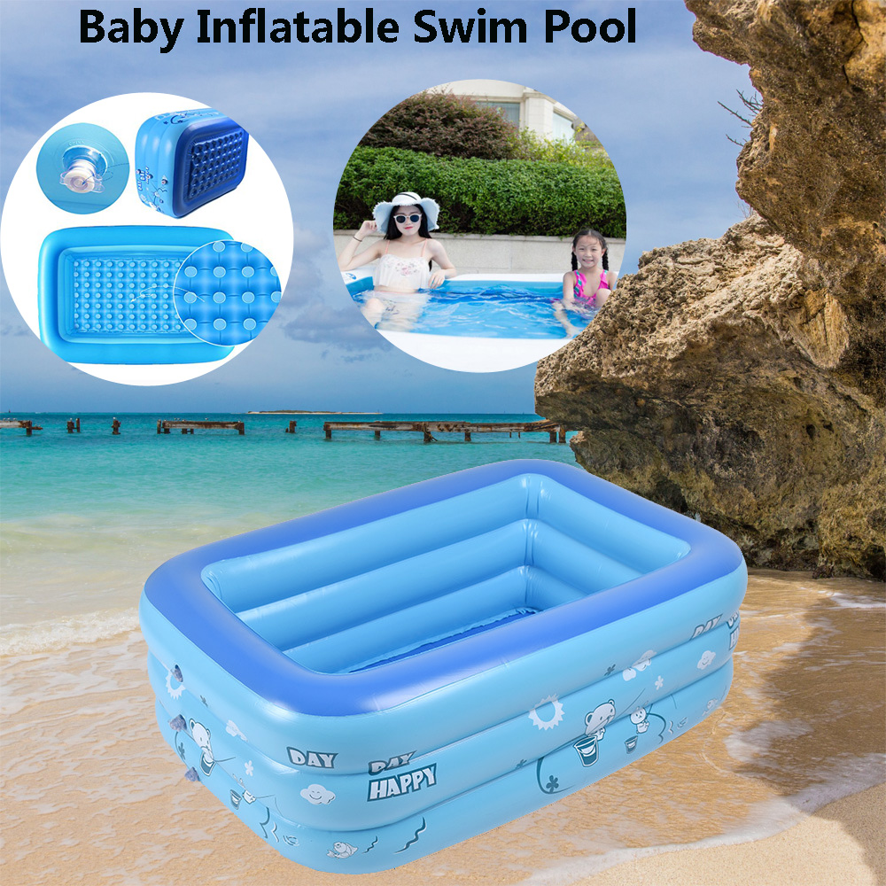 180cmThickenInflatableSwimmingPoolRectangleBabyChildrenSquareBathingTub3LayerPoolSummerWaterFunPlayT-1484666-8