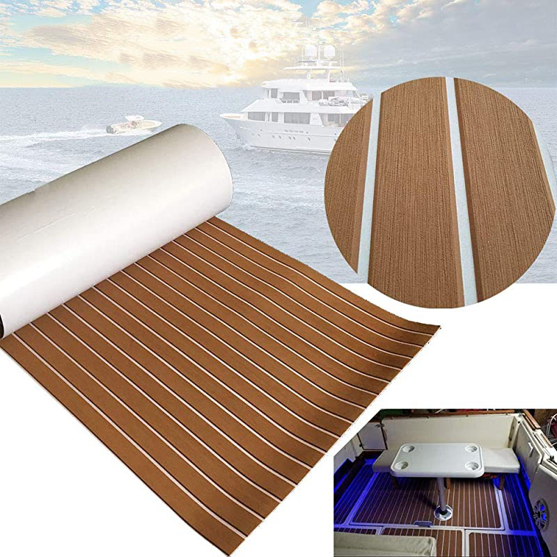 240x60x05cmEVABoatFlooringPadFauxTeakDeckingSheetNon-SlipSelf-AdhesiveKayaksMatOutdoorBoating-1827266-2