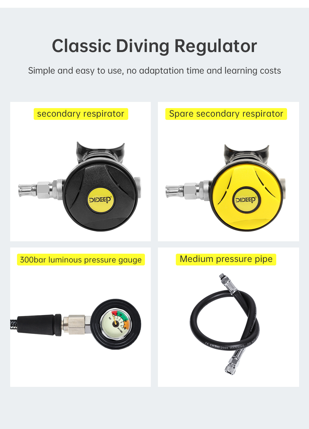 DIDEEPProfessionalScubaDivingRegulatorDivingEquipmentwithPressureReductionValveRespiratorPressureGau-2011873-4
