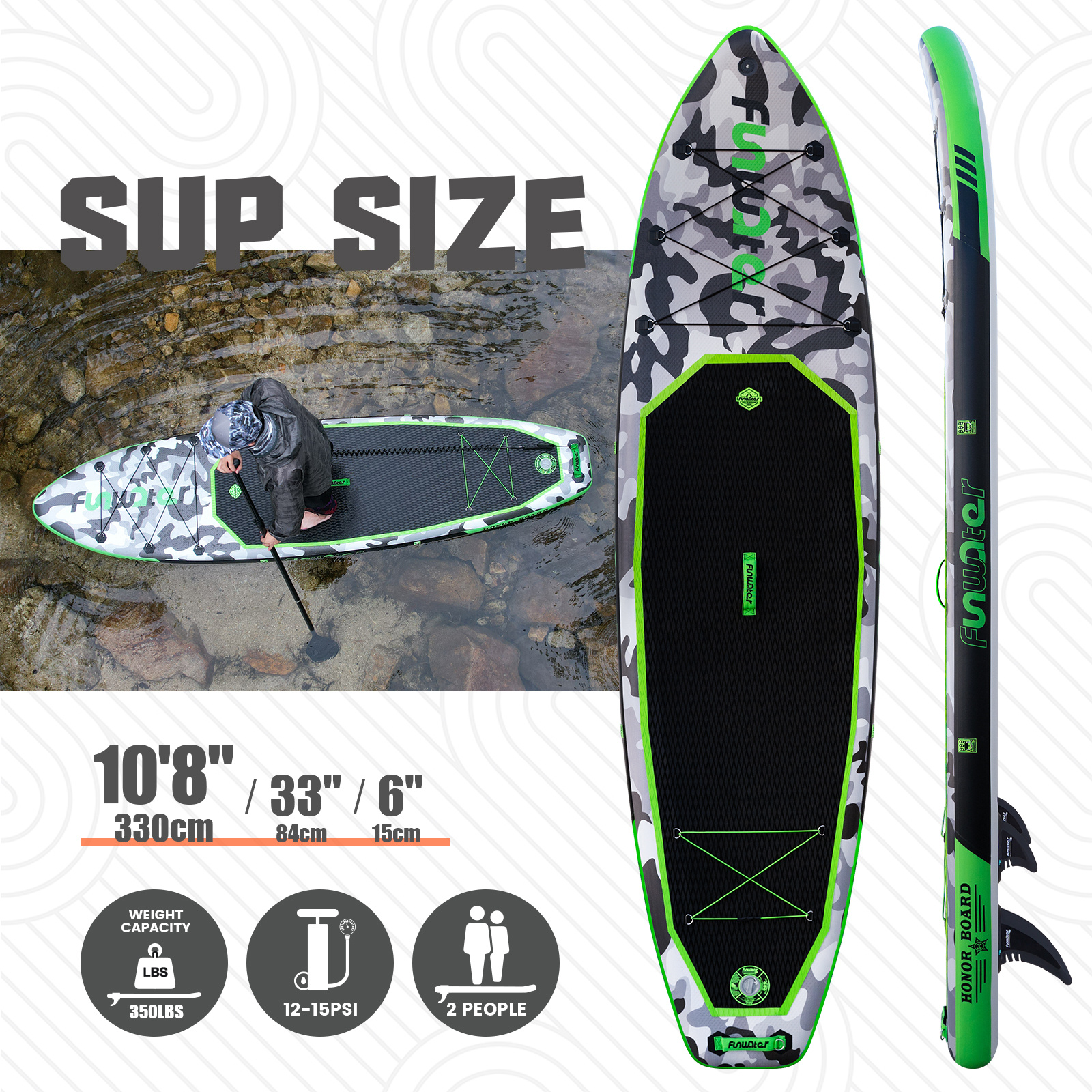 UKDirectFunWaterInflatablePaddleBoard1215PSIMaximumLoad150KGStandUpPortableSurfboardPulpBoardWithCha-2008890-2