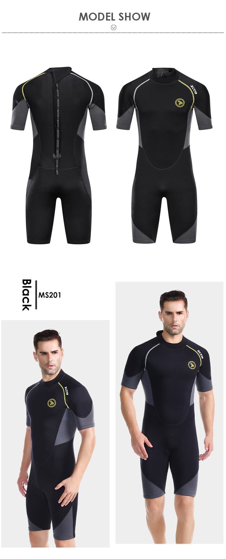 ZCCOAdultWetsuit15mmNeopreneComfortableSplitTopShortieSnorkelingSuitCold-proofWarmPlusSizeSurfingSet-1997754-3