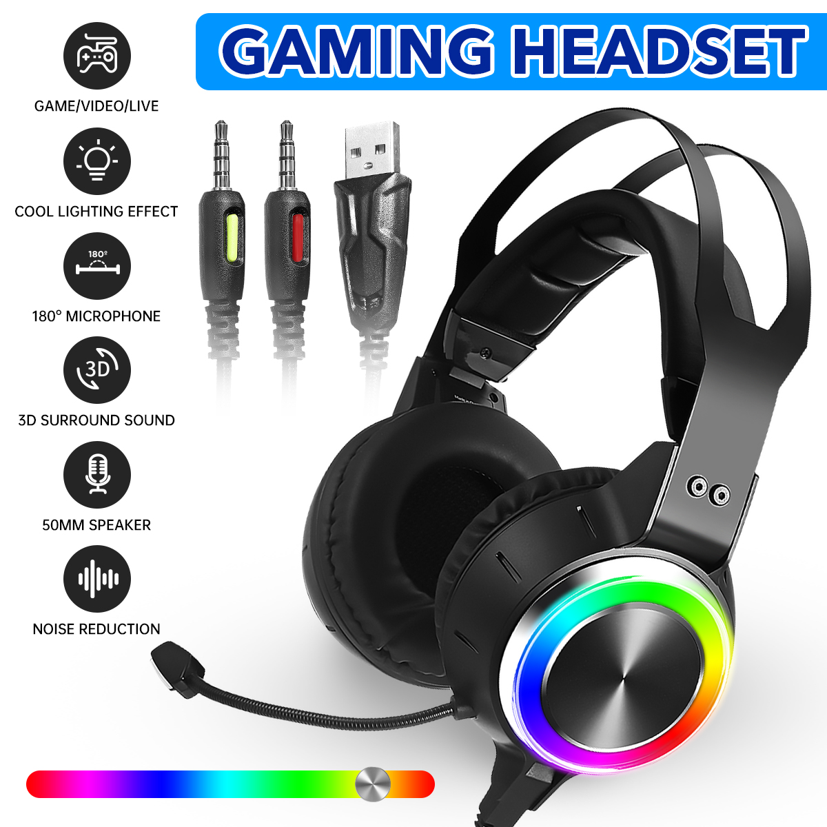 BakeeyWiredStereoBassSurroundNoiseReductionGamingHeadsetwithMicforPS4NewforXboxOnePC-1859363-1