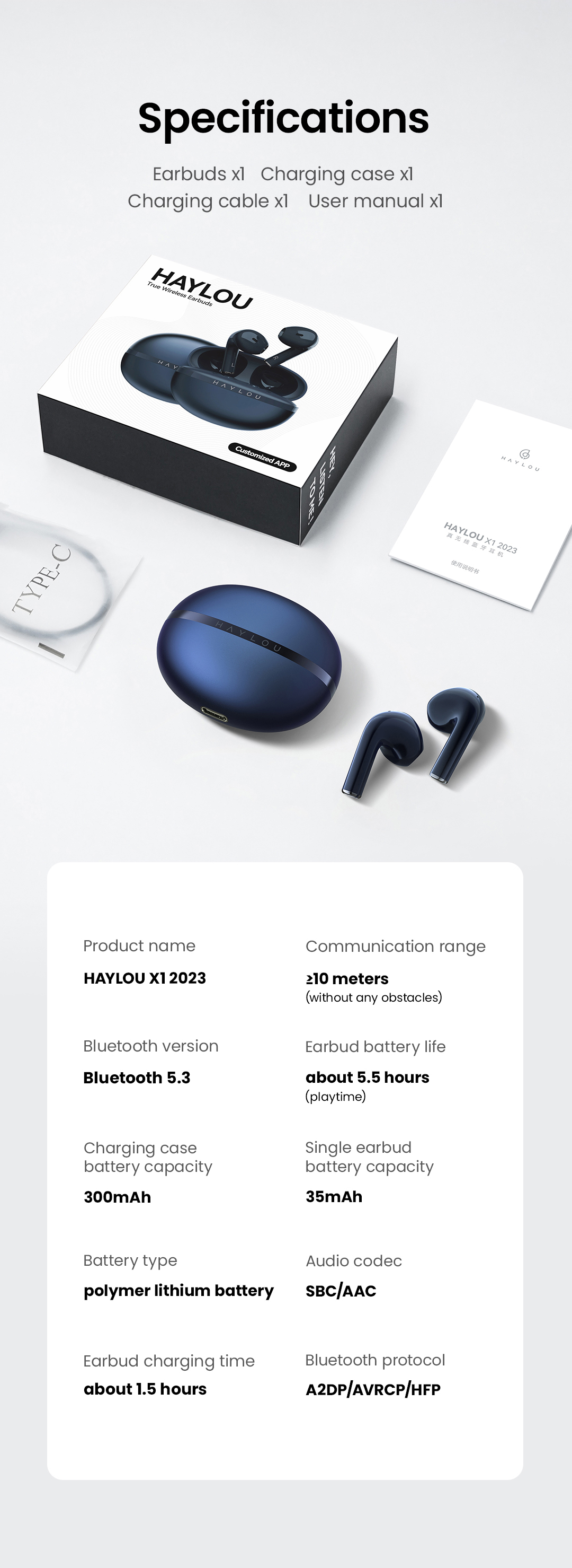 HaylouX12023TWSEarbudsbluetoothV53EarphoneENCClearCalls12mmLargeDriverLowLatencyHalf-in-earType-CCha-1988630-12