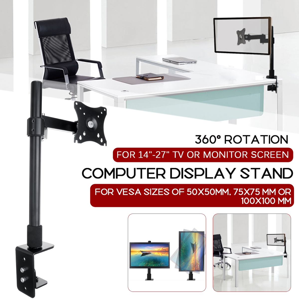 SingleArmDeskMountLCDComputerMonitorBracketClampStand14-27inchScreenTVBracket-1900409-1