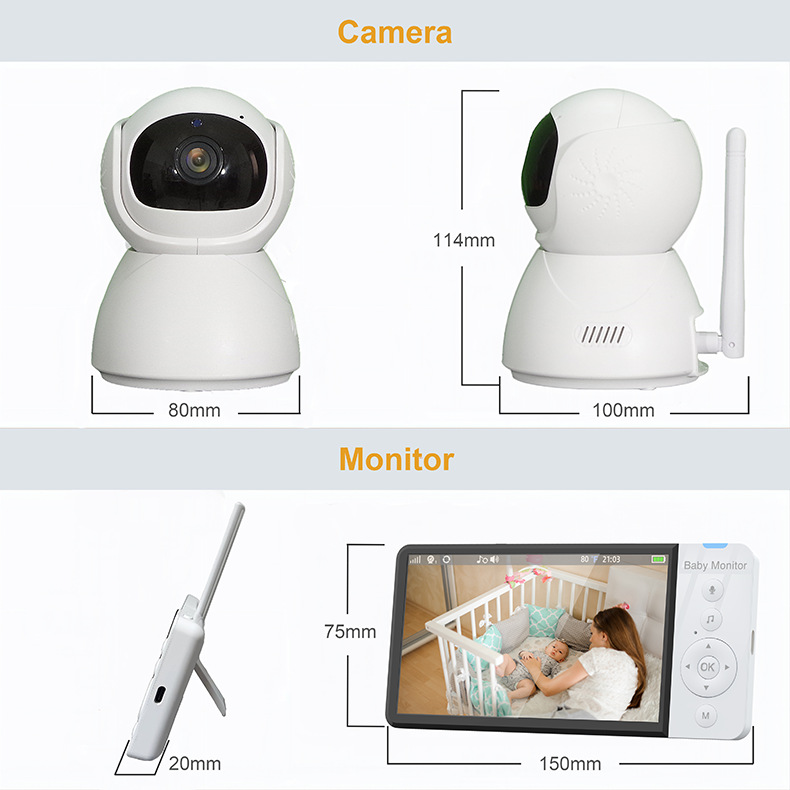 ABM7005inchIPSScreenWirelessVideoBabyMonitorwithNannyPTZCamera5000mAhBatteryTwo-wayAudioLullabyFeedi-1996051-1
