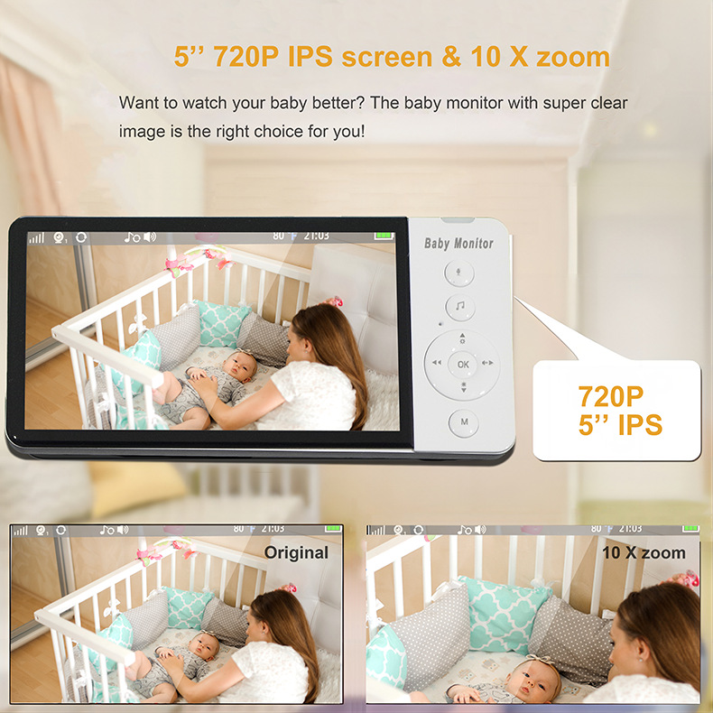 ABM7005inchIPSScreenWirelessVideoBabyMonitorwithNannyPTZCamera5000mAhBatteryTwo-wayAudioLullabyFeedi-1996051-3