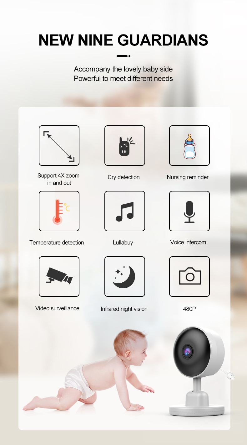 C3ElectronicBabyMonitorwith28inchLCDDisplaySurveillanceVideoTwoWayAudioNightVisionSmartBabyCameraSec-2002125-4