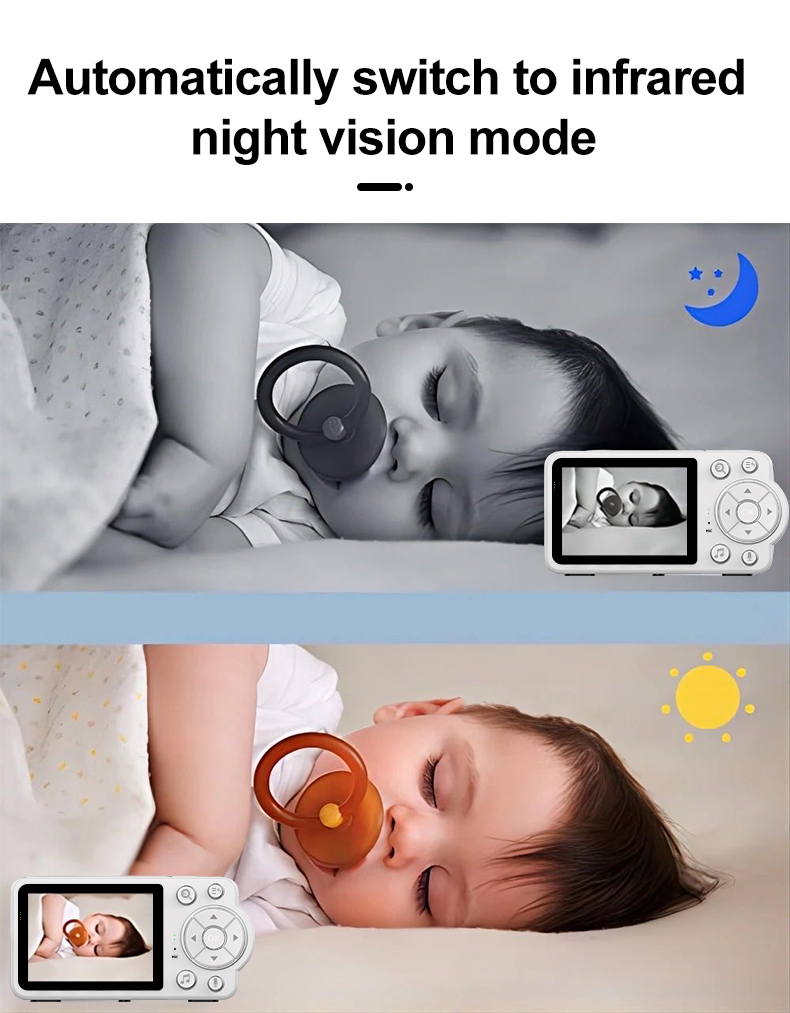 C3ElectronicBabyMonitorwith28inchLCDDisplaySurveillanceVideoTwoWayAudioNightVisionSmartBabyCameraSec-2002125-9
