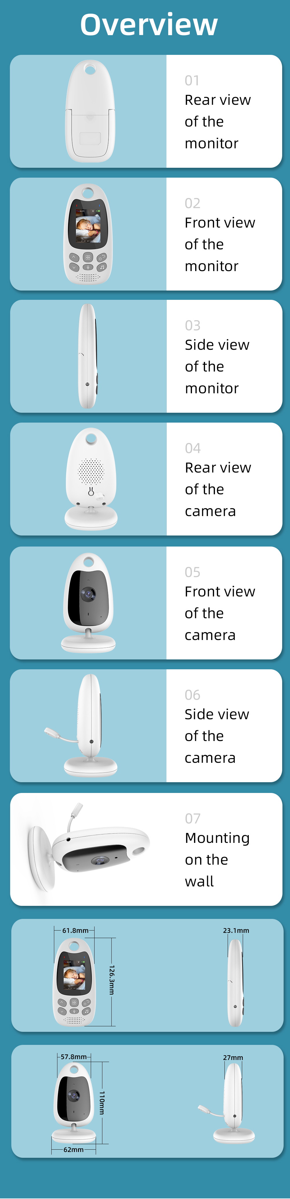 VB61020inchWirelessIndoorVideoBabyMonitorTwo-WayIntercomTemperatureMonitoringAutoNightVisionSecurity-1996050-12